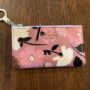 Kate Spade Pink Floral Card Holder with Keychain